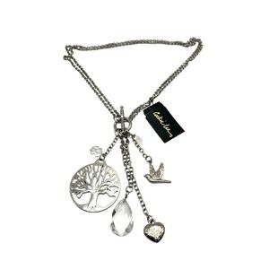 Tree of Life‎ Crystal Bird Heart Charm Necklace Nature Whimsical Spiritual Boho